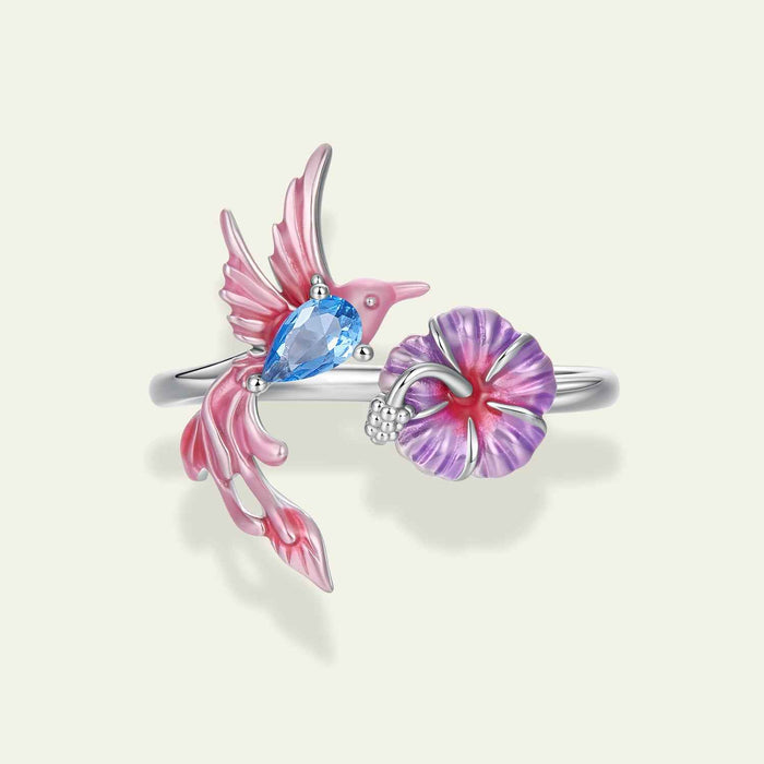 Pink Bird & Bloom Ring|BAMOER