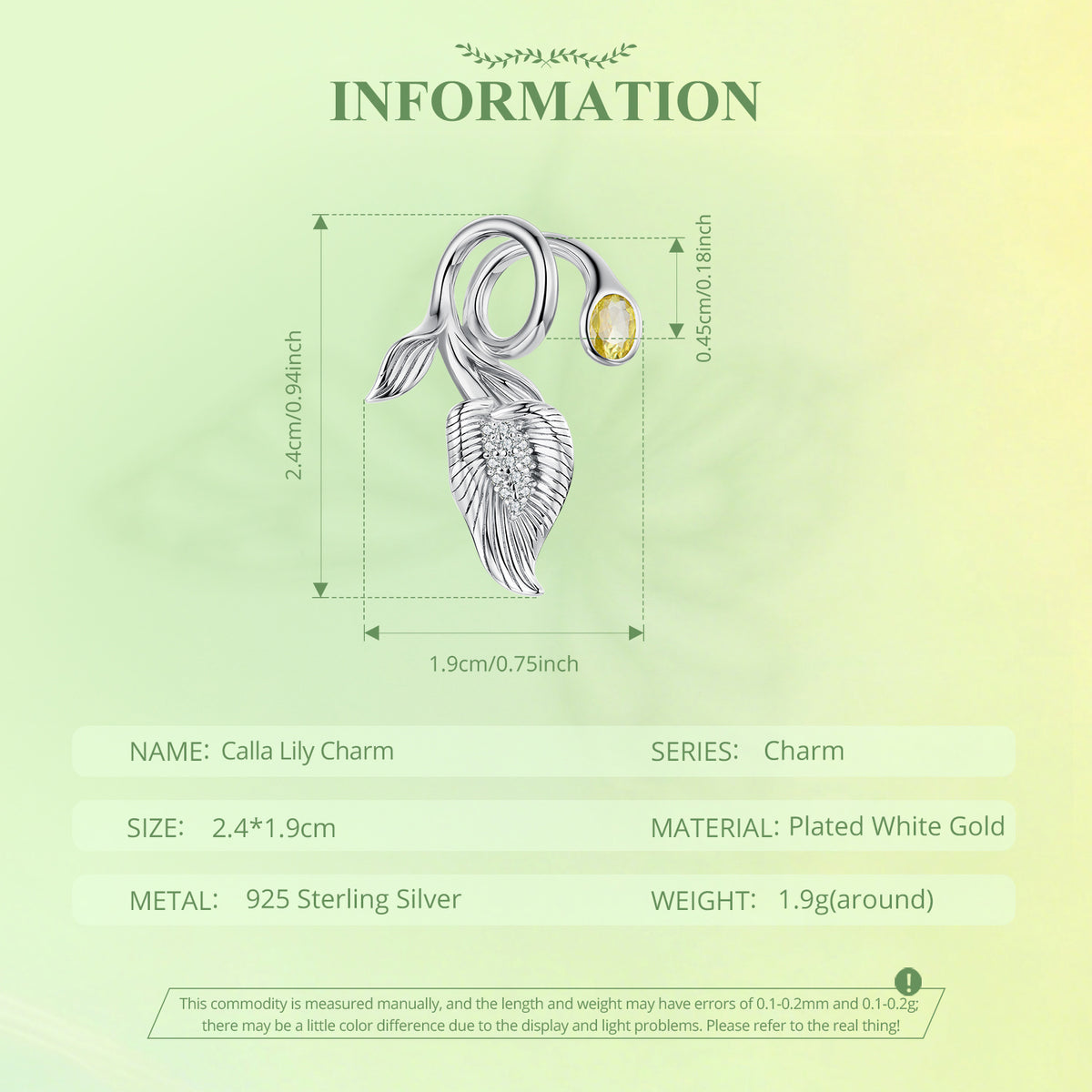Vine Leaf Dewdrop Charm