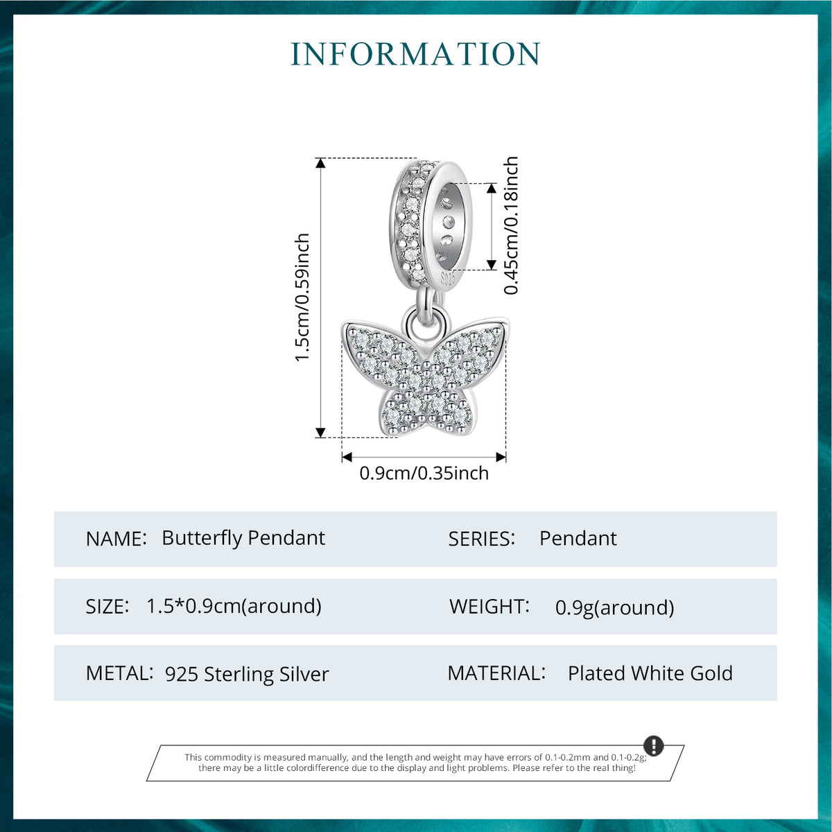 Pavé Butterfly Dangle Charm