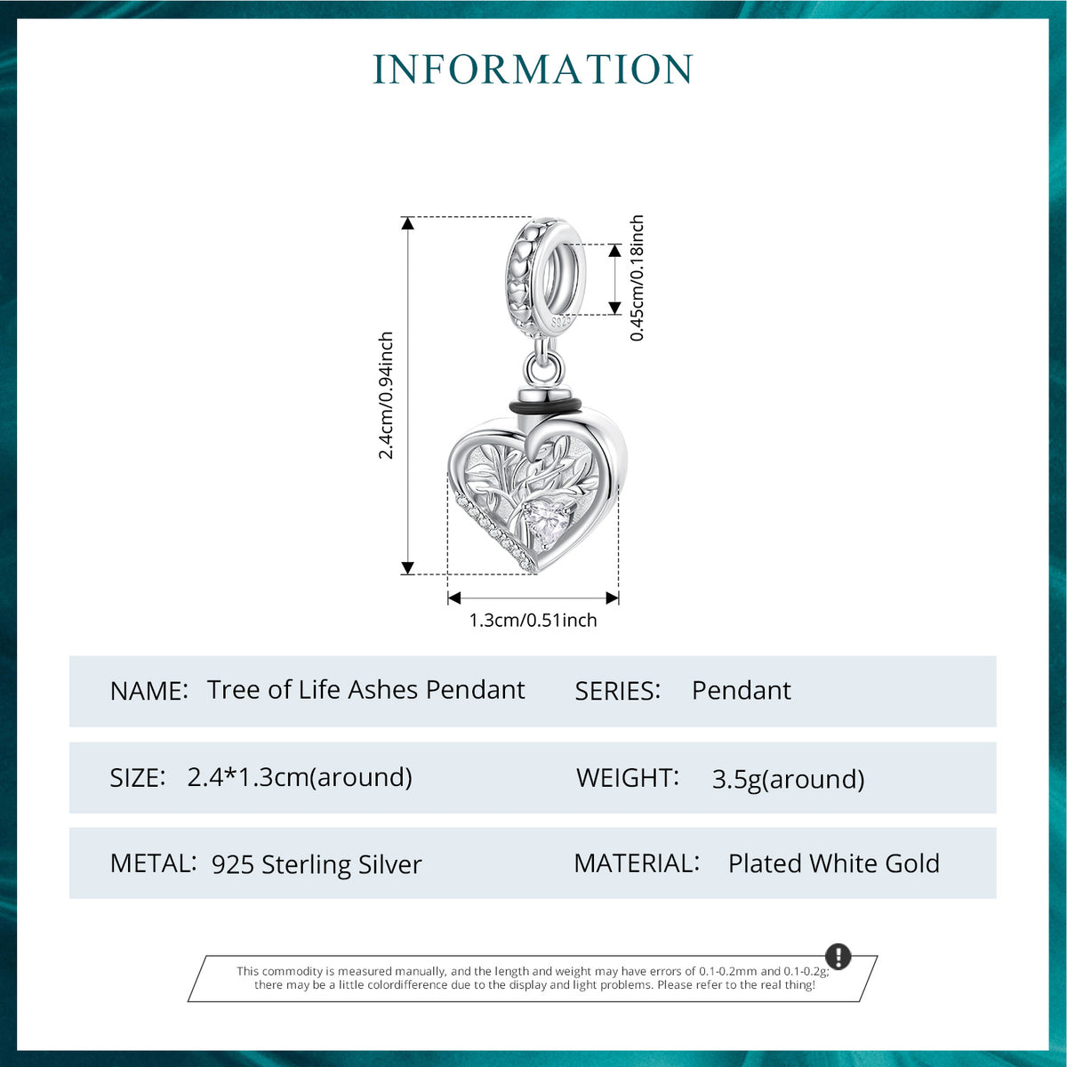 Tree of Life Urn Charm