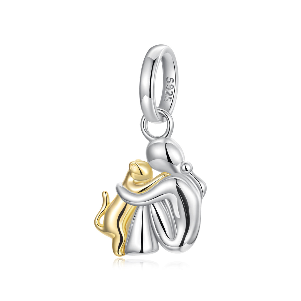 Hugging Cat Charm - Bamoer jewelry official store