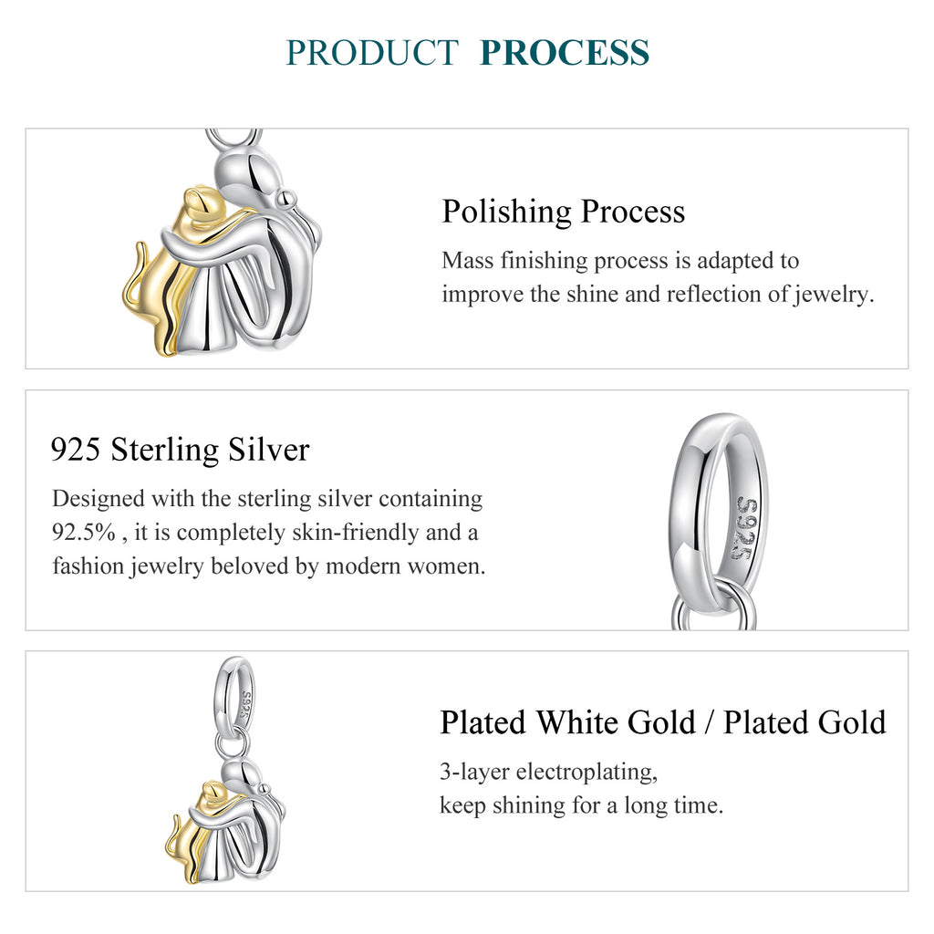 Hugging Cat Charm - Bamoer jewelry official store