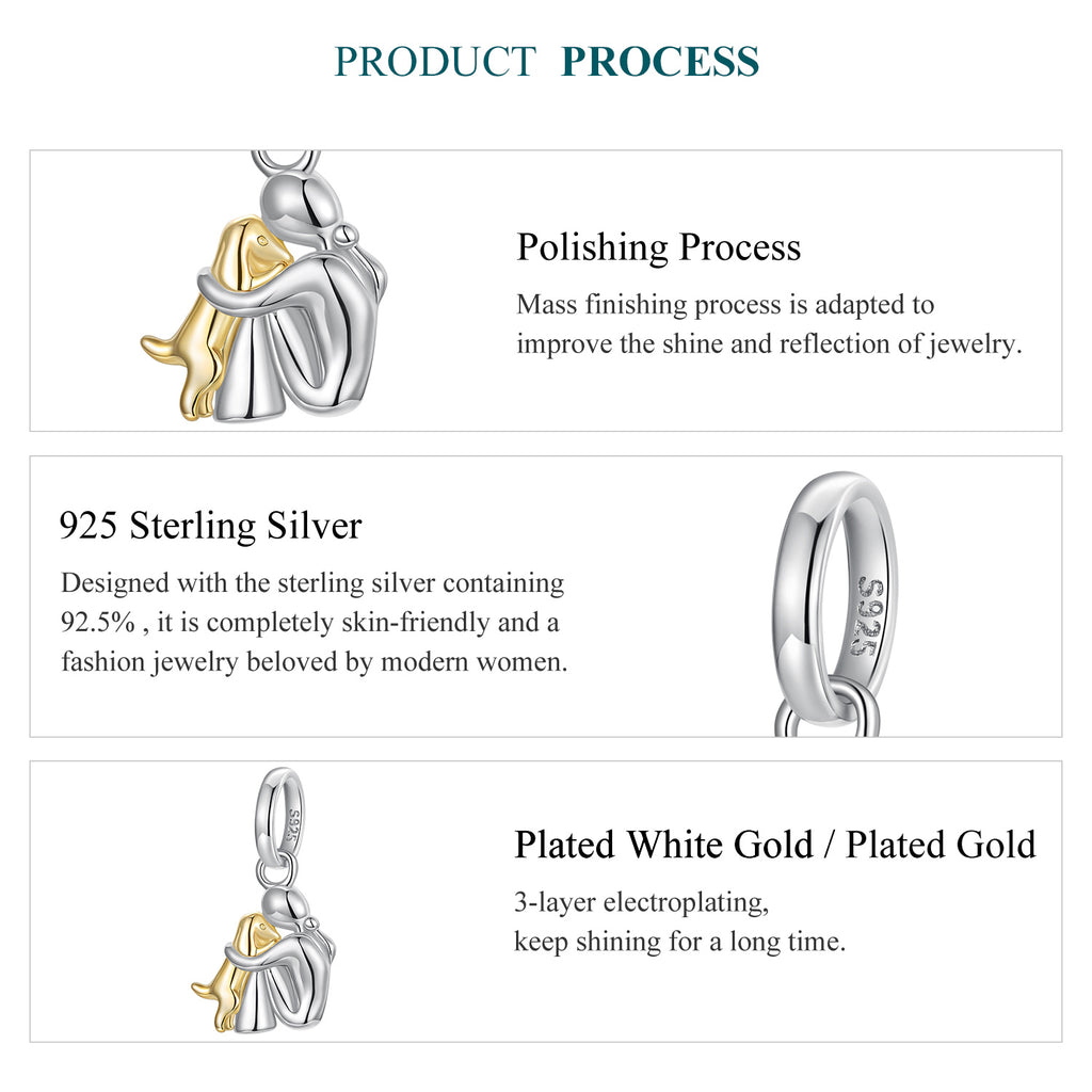 Hugging Dog Charm - Bamoer jewelry official store