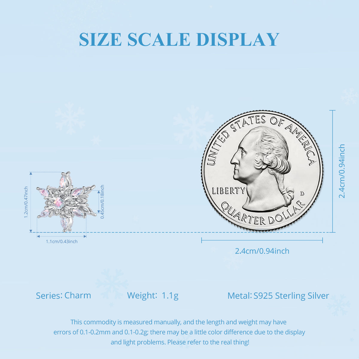 Ice Blue Snowflake Charm
