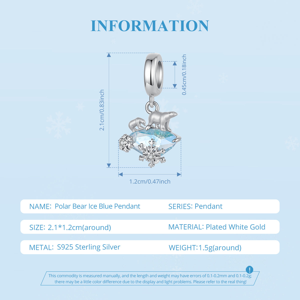 Polar Bear Ice Blue Pendant