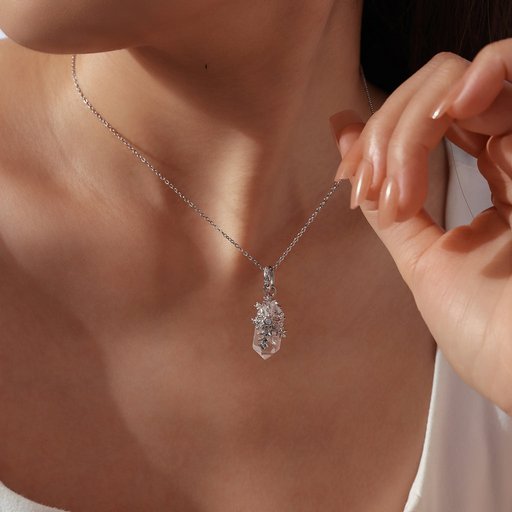 Snowflake & Clear Quartz Pendant