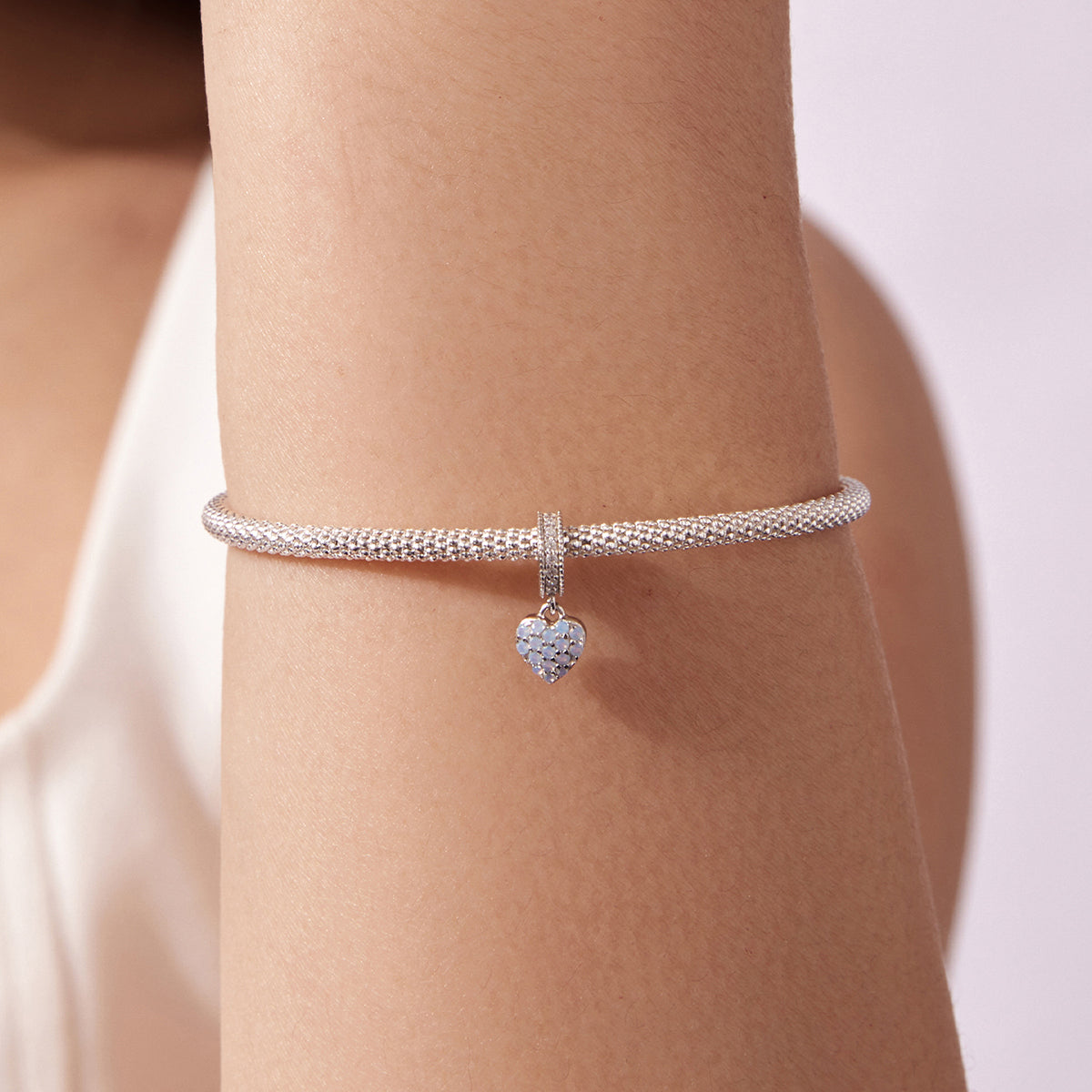 Icy Blue Pavé Heart Charm