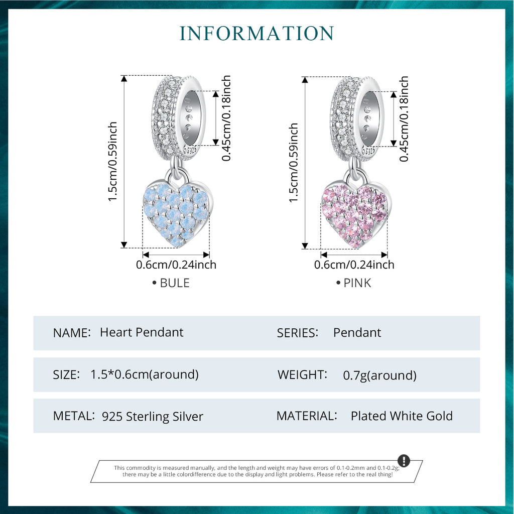 Icy Blue Pavé Heart Charm