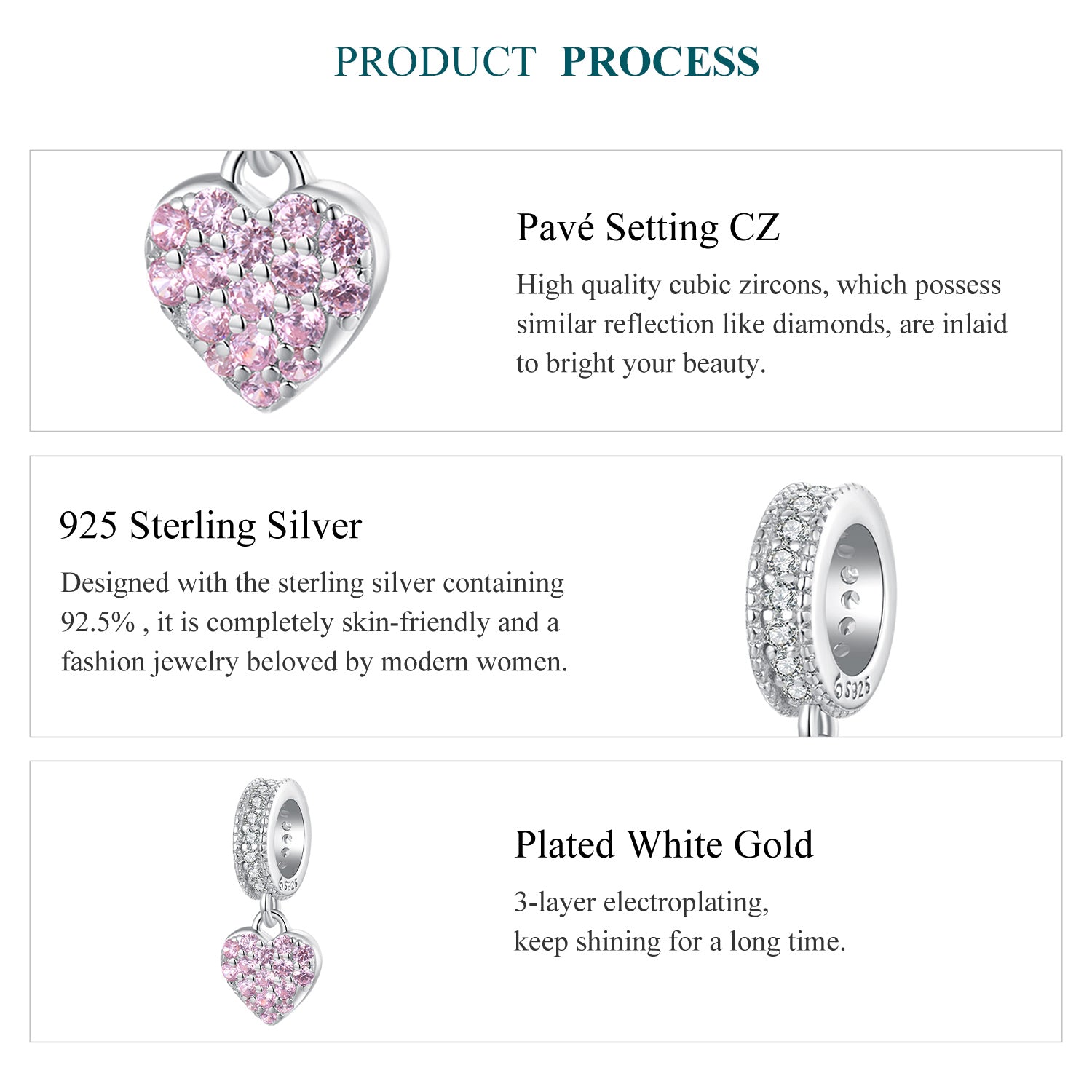 Icy Blue Pavé Heart Charm