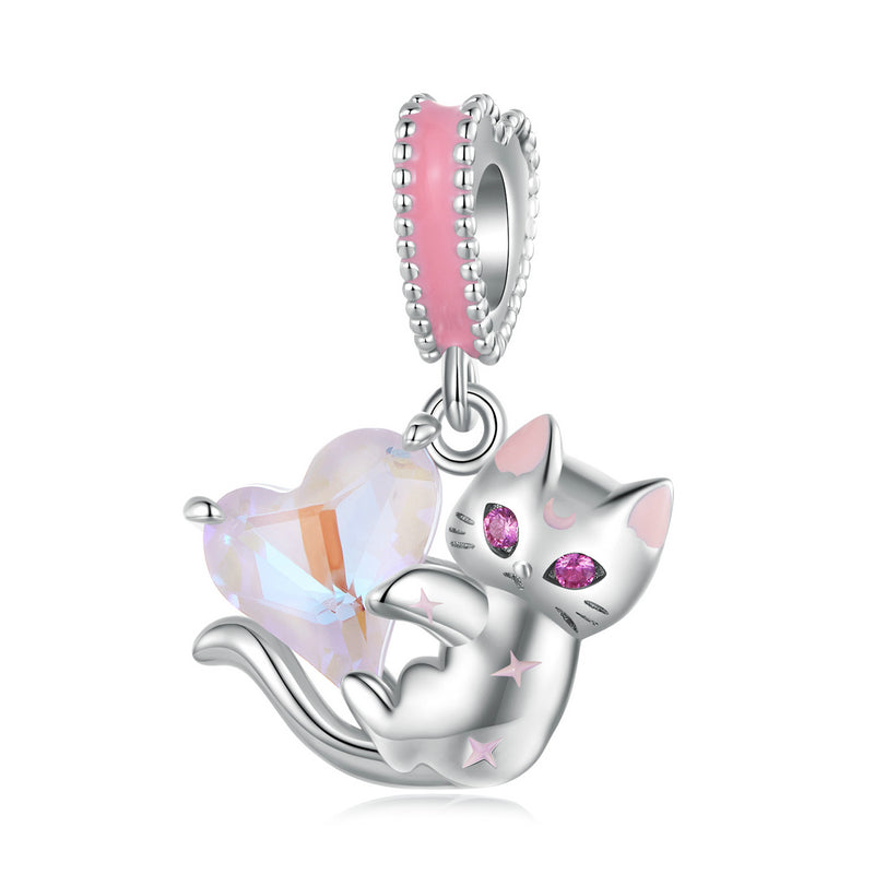 Cat with Heart Charm