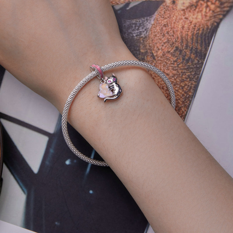 Cat with Heart Charm