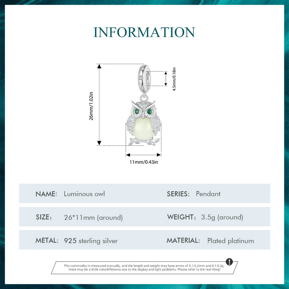 Glow in the Dark Owl Charm