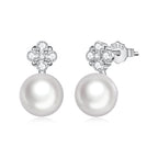 Natural Pearl Four-Leaf Clover Stud Earrings