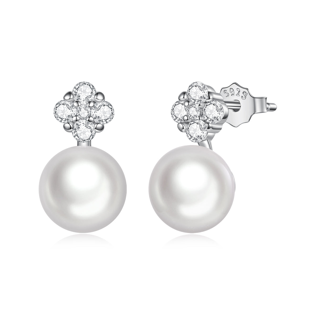 Natural Pearl Four-Leaf Clover Stud Earrings