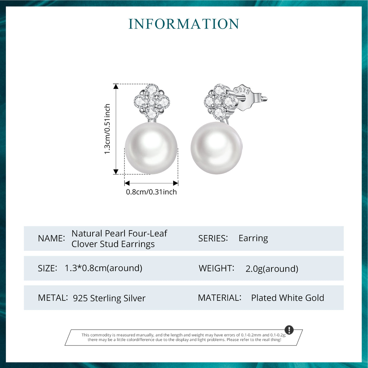 Natural Pearl Four-Leaf Clover Stud Earrings