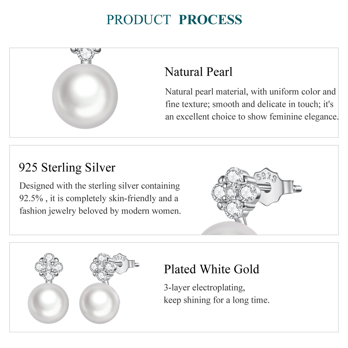 Natural Pearl Four-Leaf Clover Stud Earrings