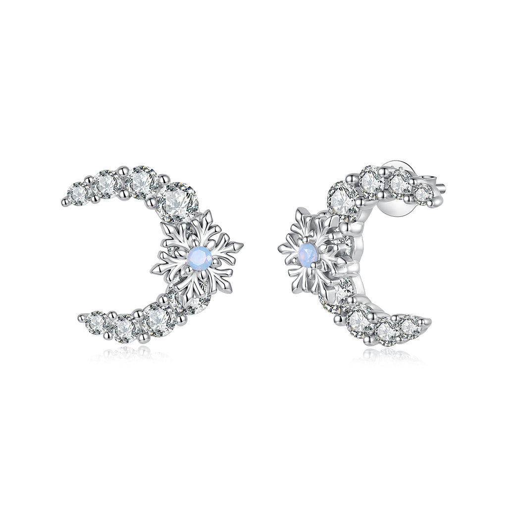 Moon & Snowflake Earrings