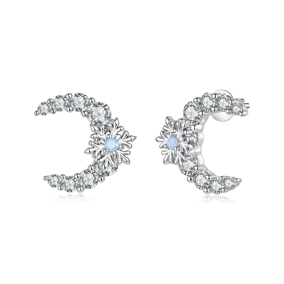 Moon & Snowflake Earrings