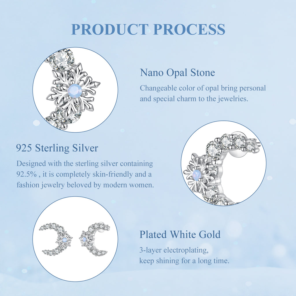 Moon & Snowflake Earrings