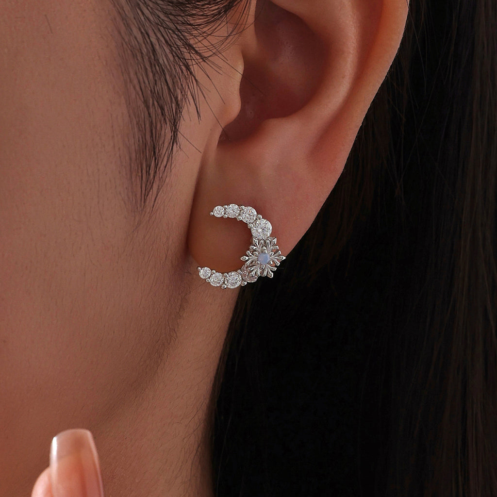 Moon & Snowflake Earrings