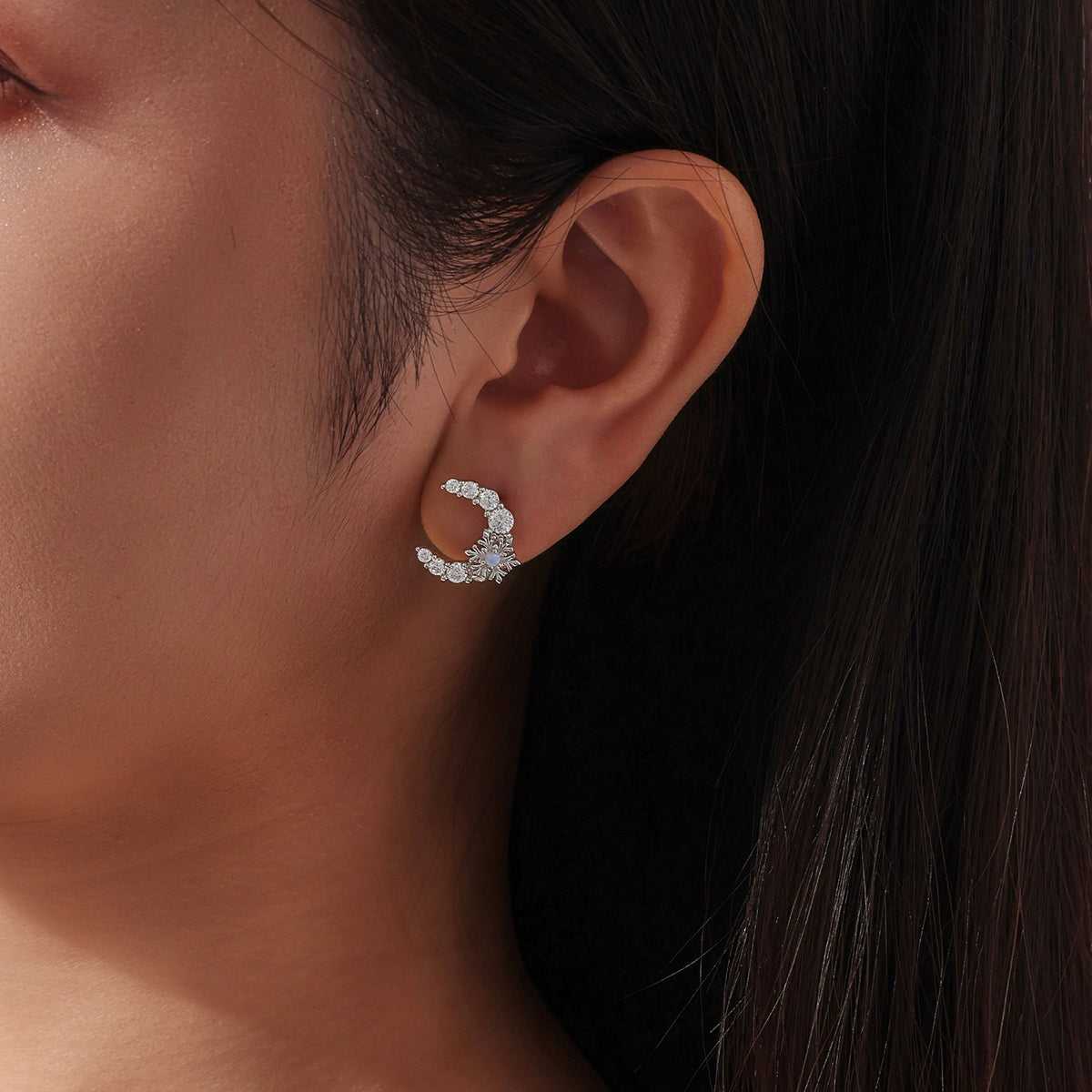 Moon & Snowflake Earrings