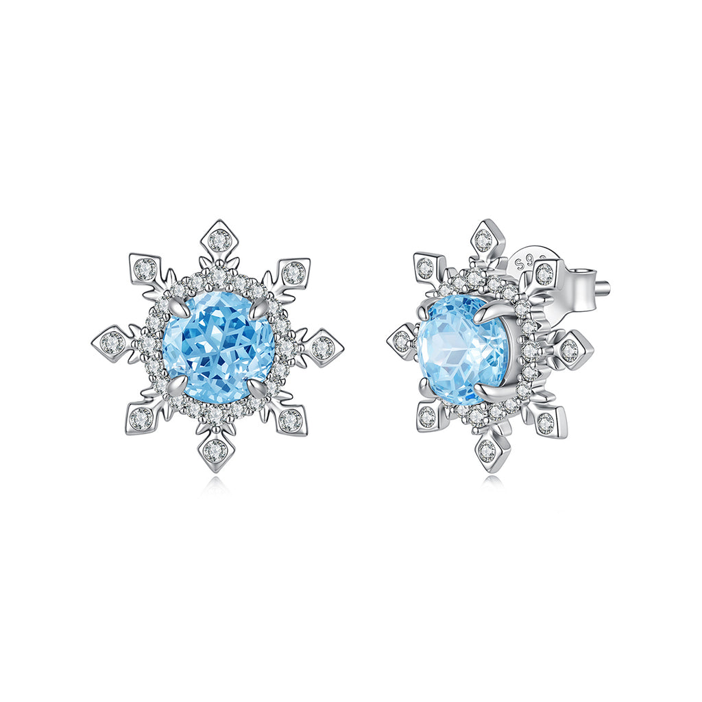 Ice Blue Snowflake Studs