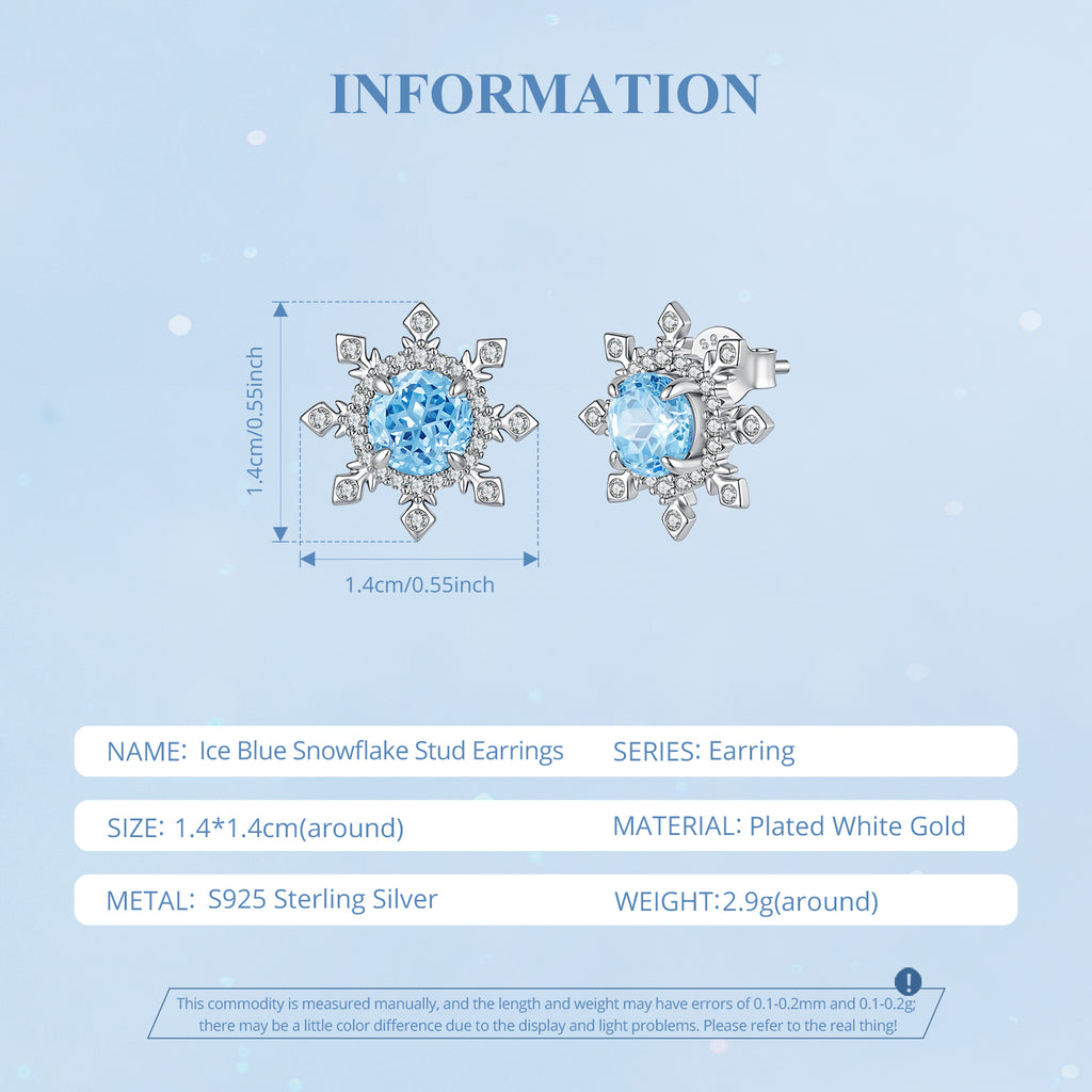 Ice Blue Snowflake Studs