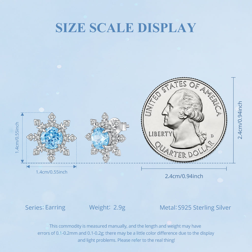 Ice Blue Snowflake Studs