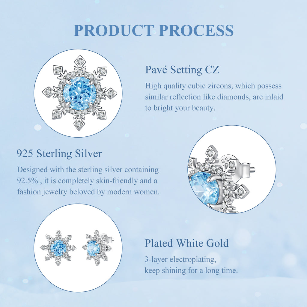 Ice Blue Snowflake Studs