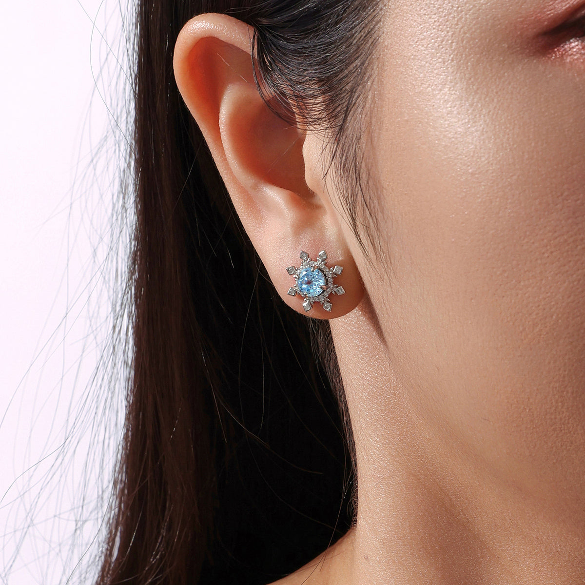 Ice Blue Snowflake Studs