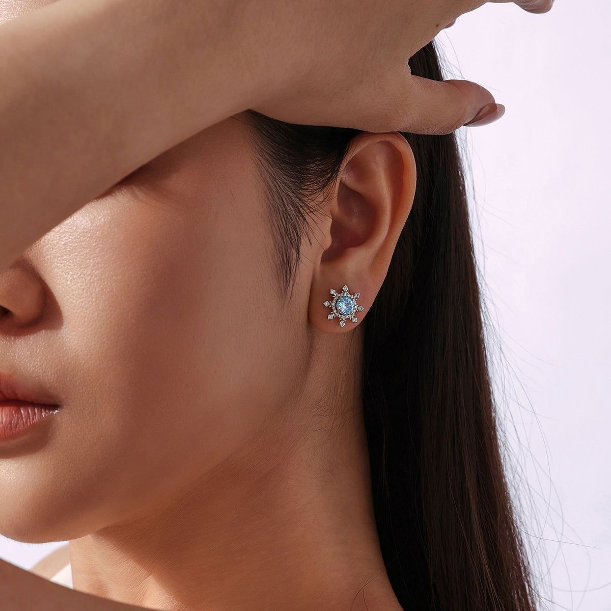 Ice Blue Snowflake Studs