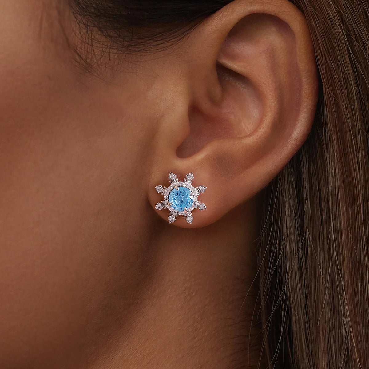 Ice Blue Snowflake Studs