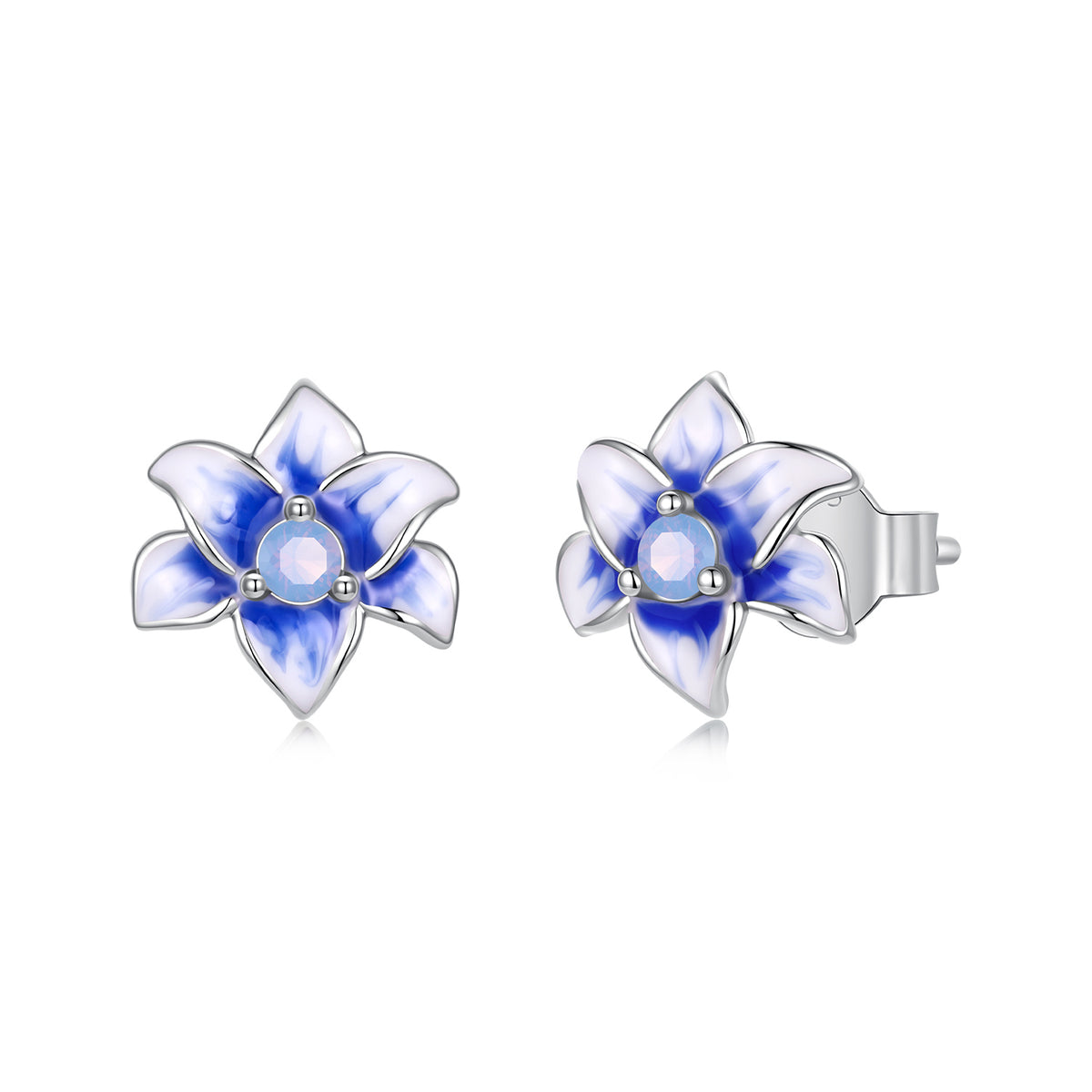Blue Lily Stud Earrings