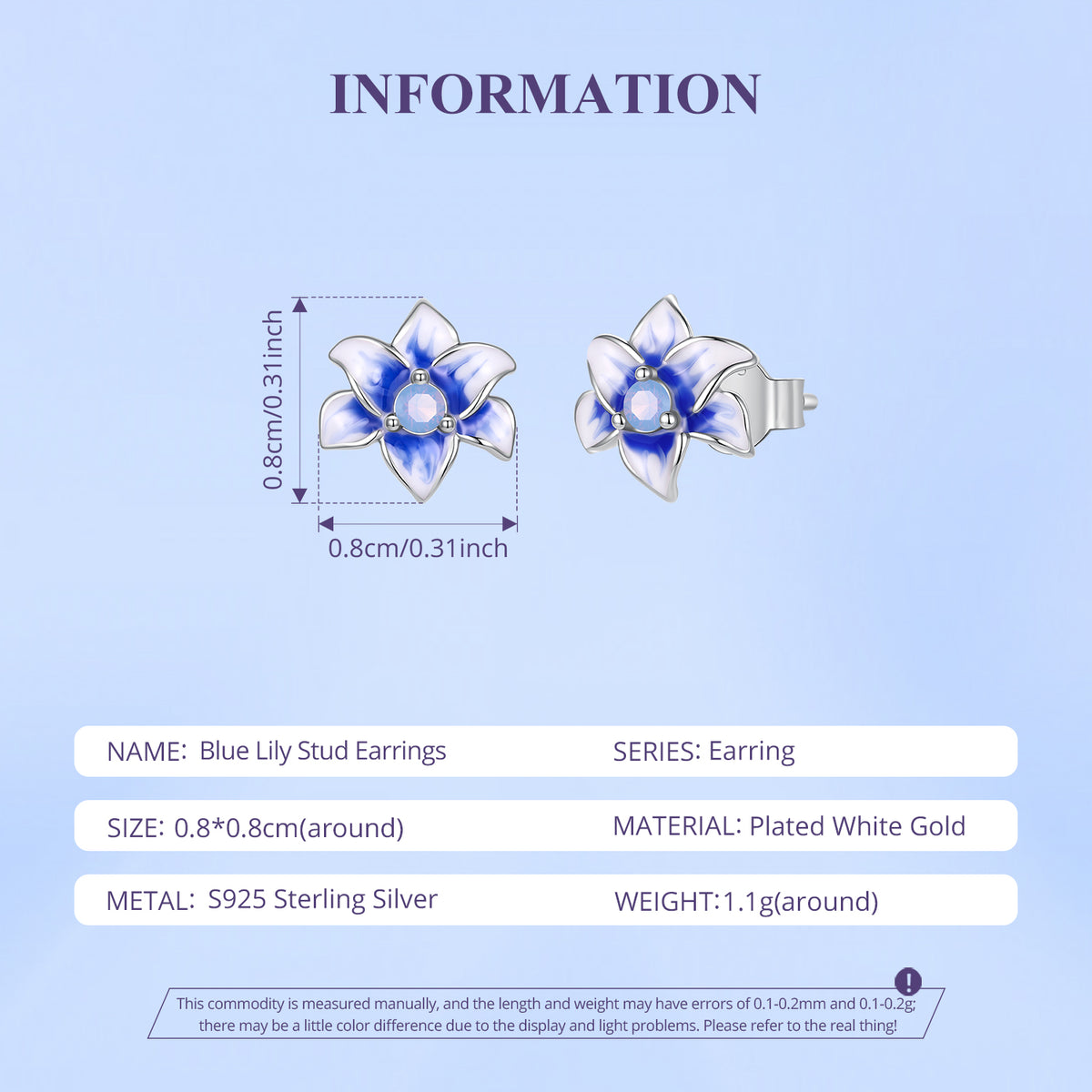 Blue Lily Stud Earrings
