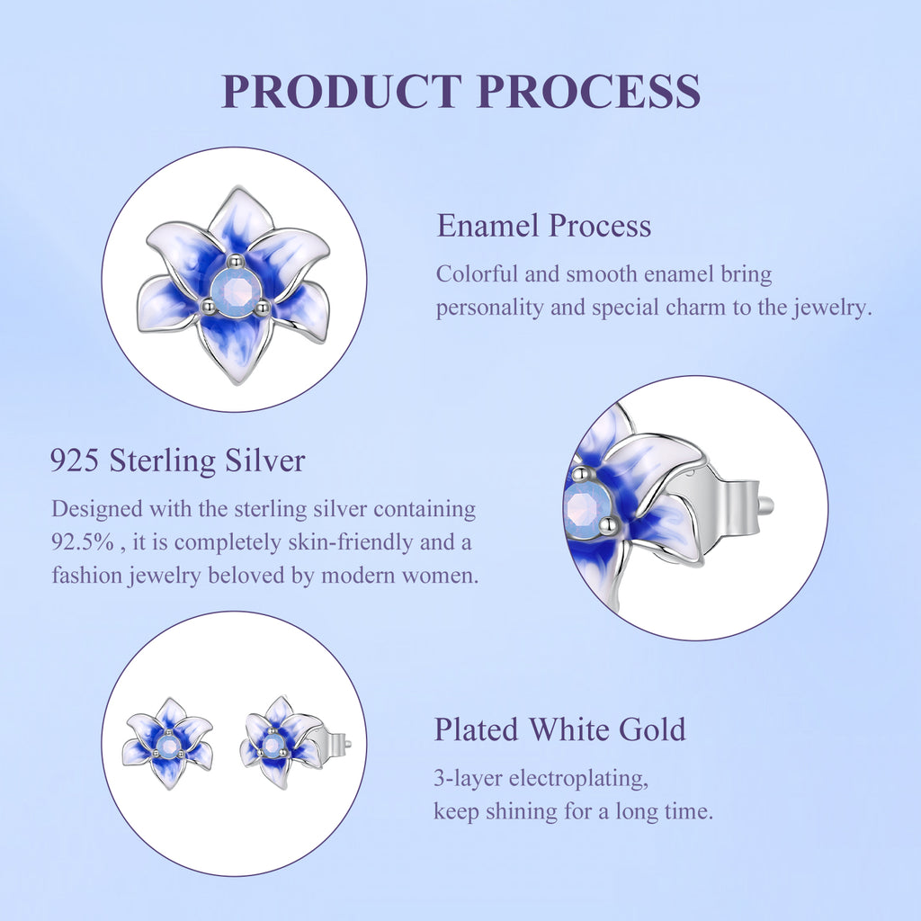 Blue Lily Stud Earrings