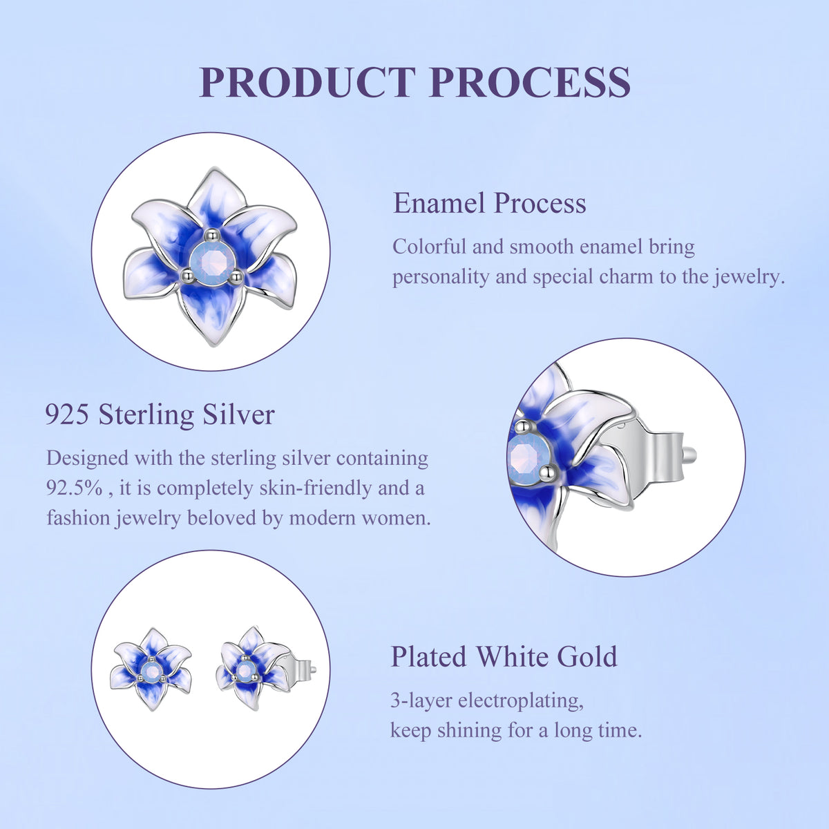 Blue Lily Stud Earrings