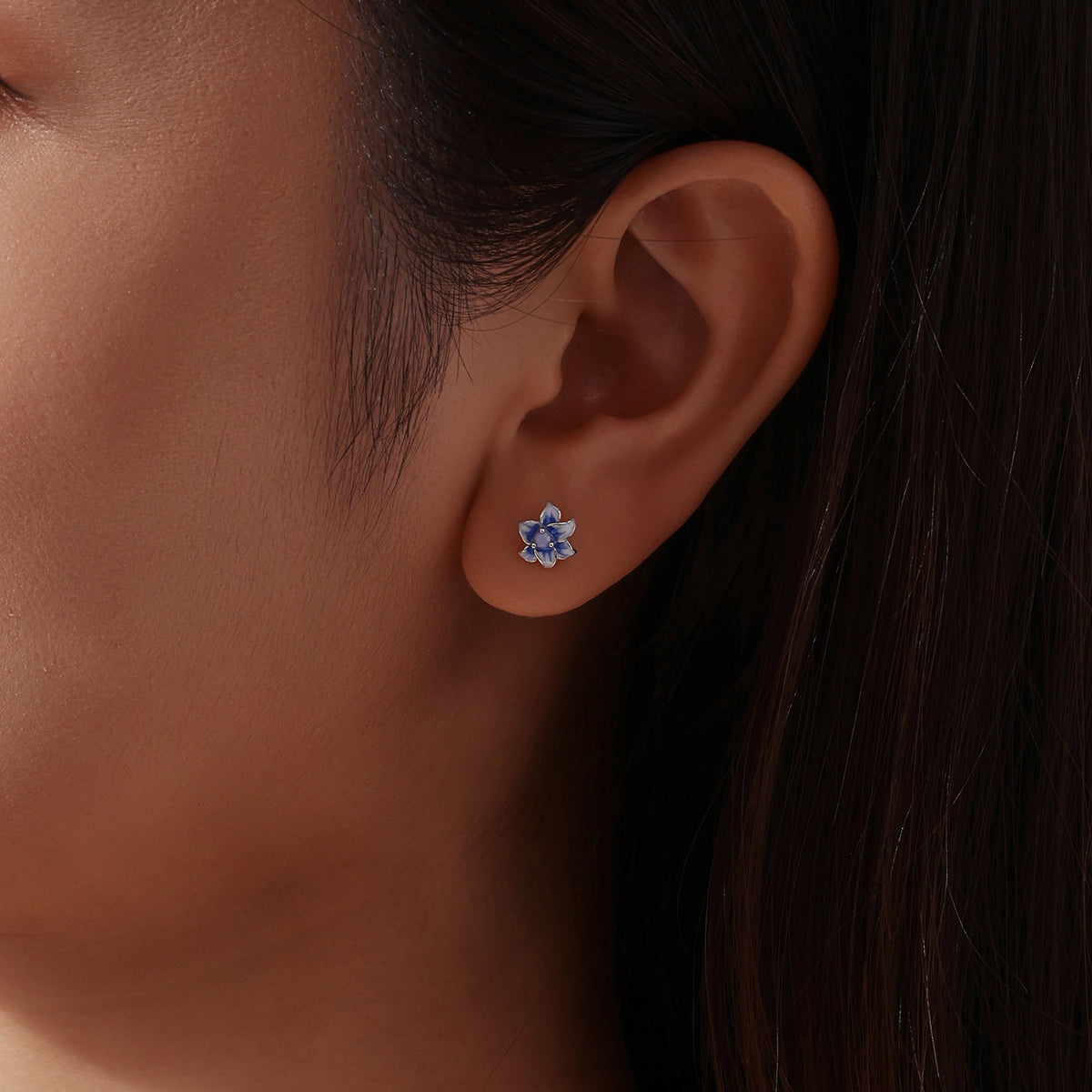 Blue Lily Stud Earrings