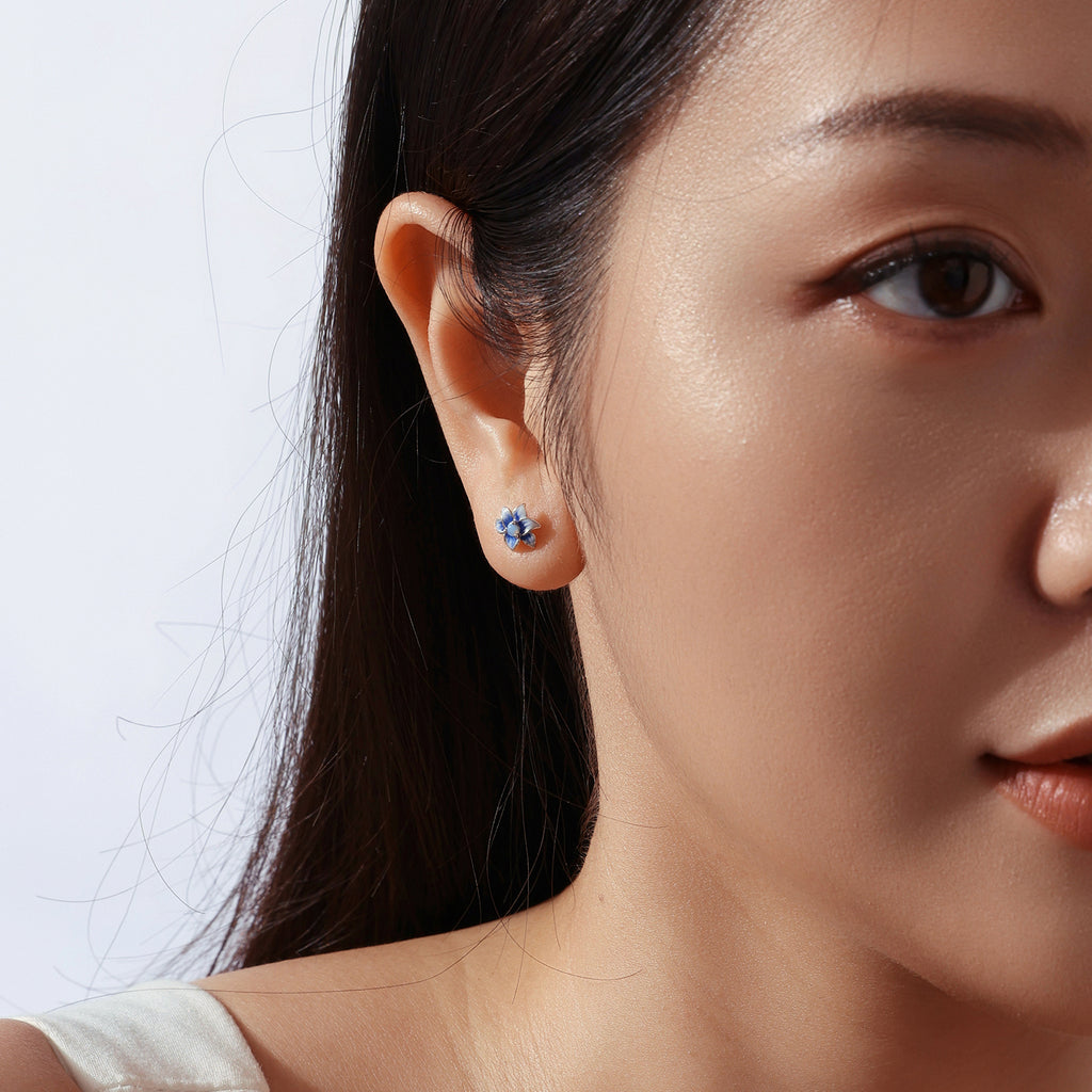 Blue Lily Stud Earrings