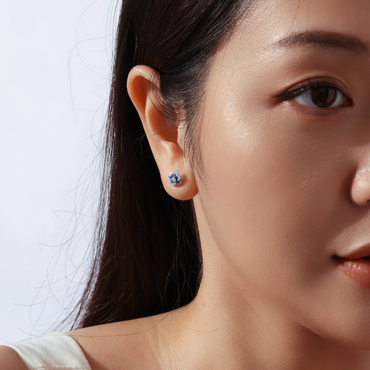 Blue Lily Stud Earrings