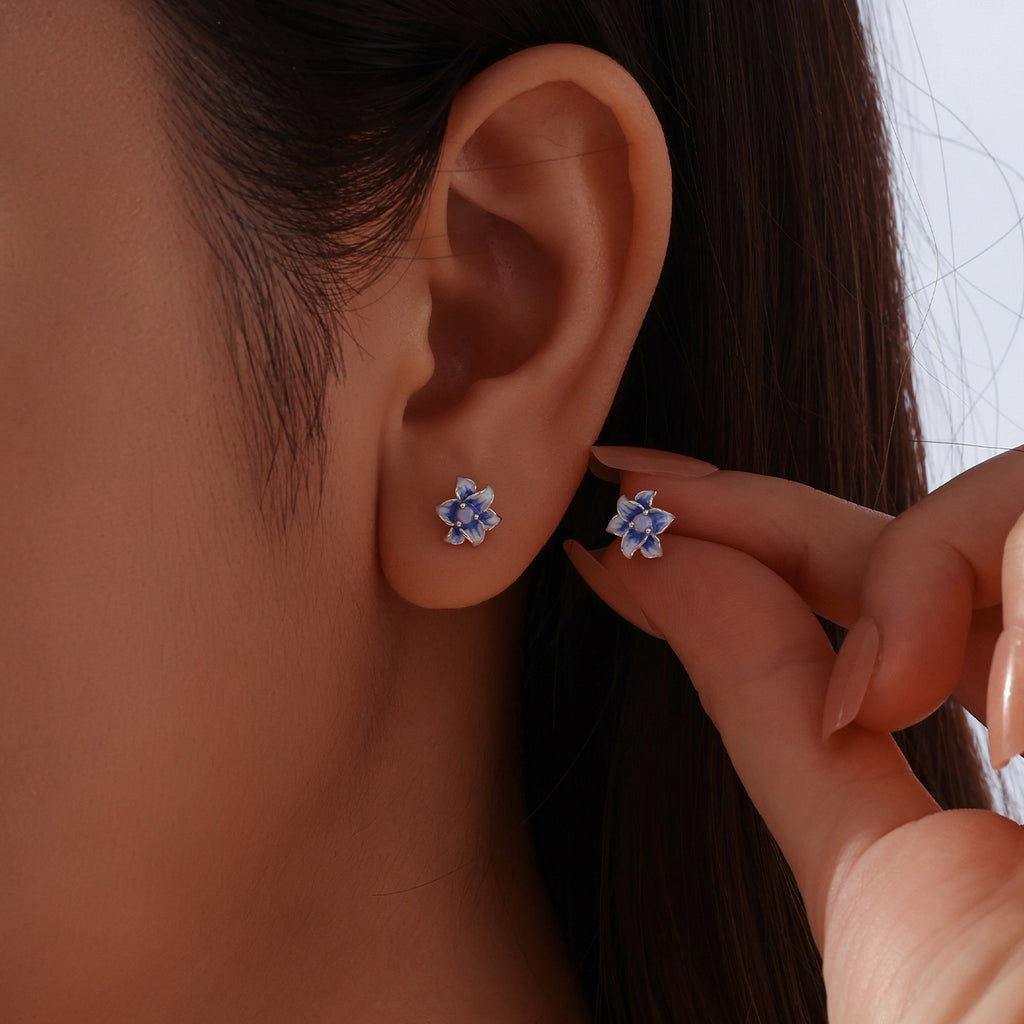 Blue Lily Stud Earrings