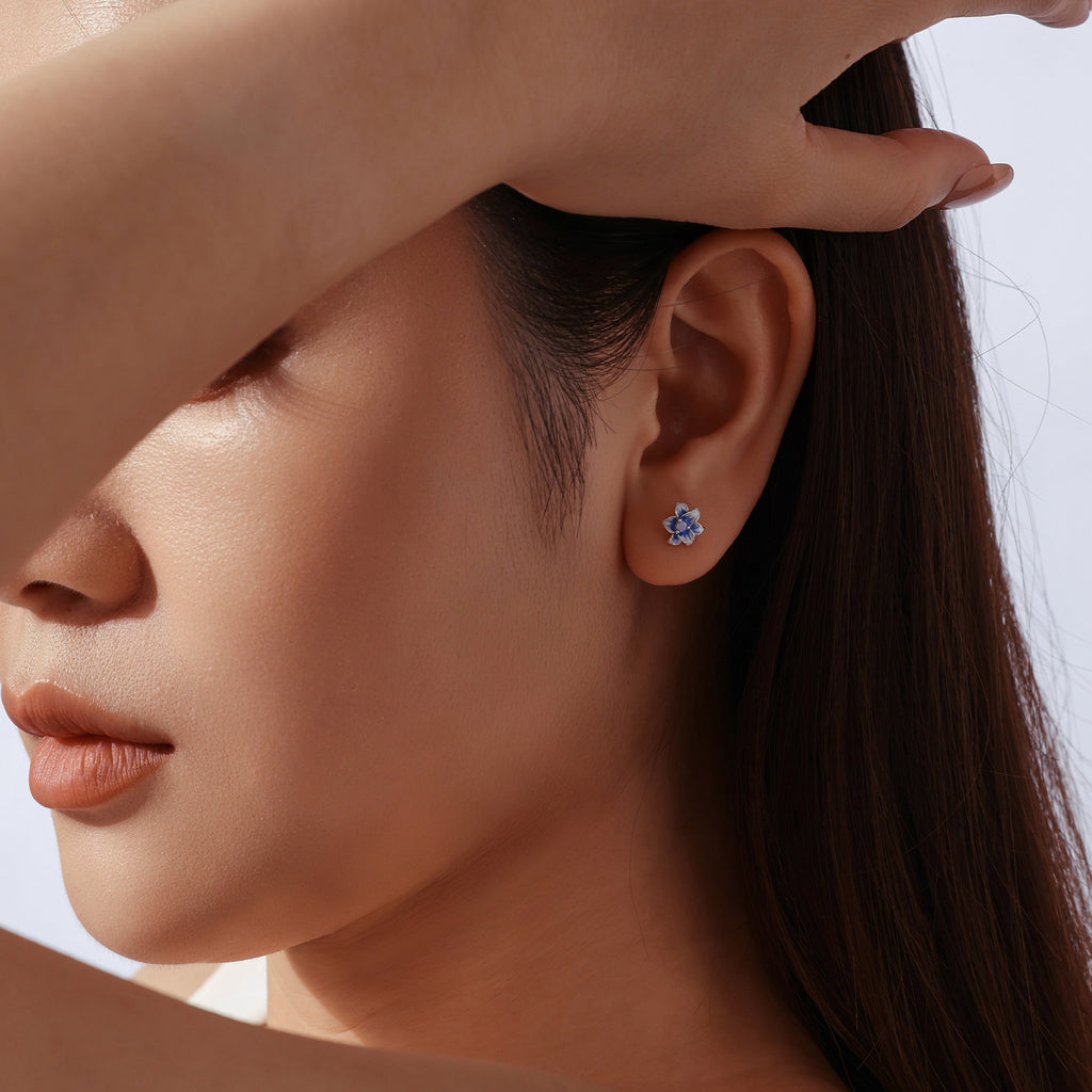 Blue Lily Stud Earrings
