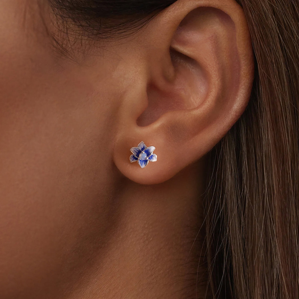 Blue Lily Stud Earrings