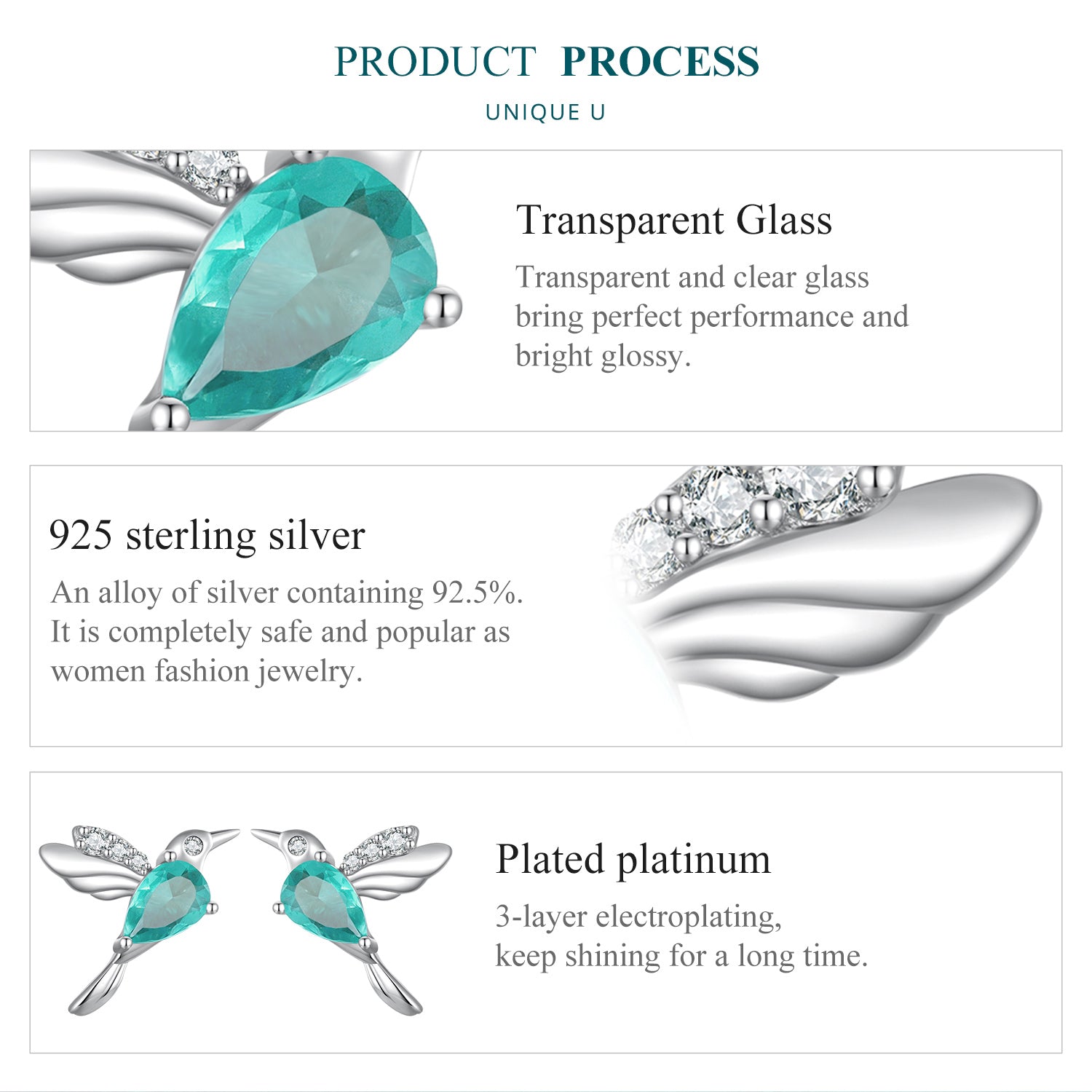 Dewdrop Hummingbird Studs|BAMOER