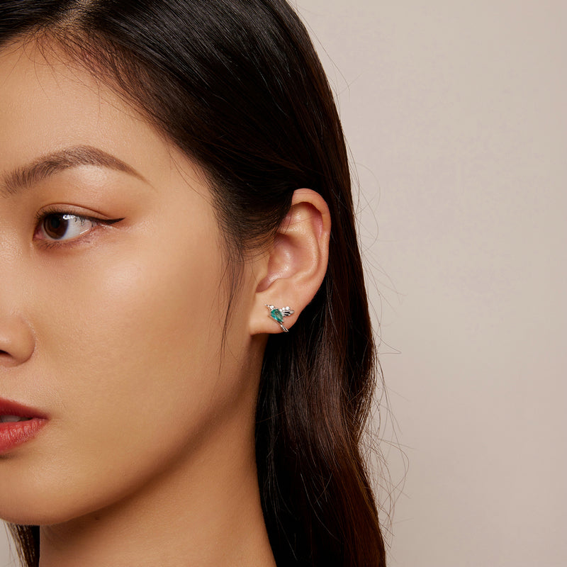 Dewdrop Hummingbird Studs|BAMOER
