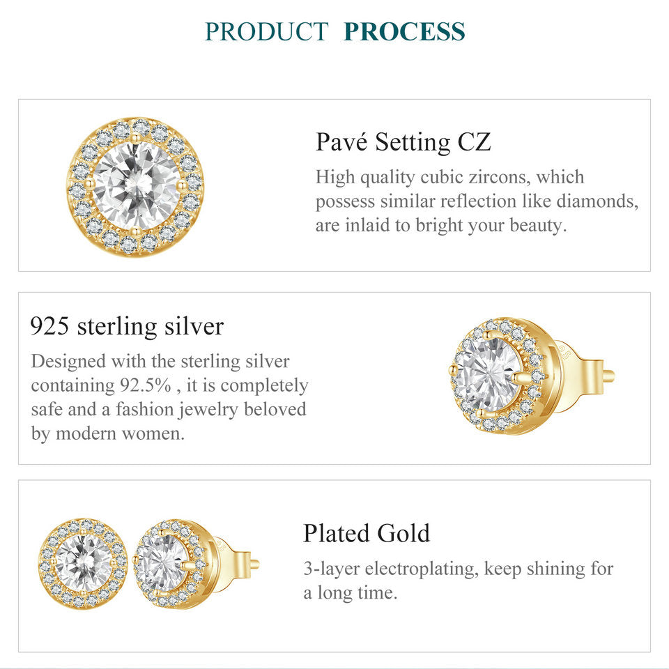 Sparkling Halo Stud Earrings
