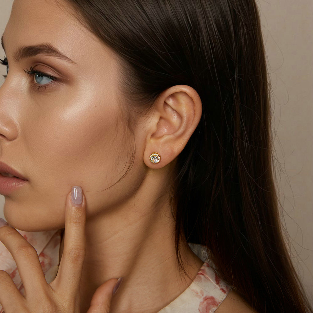 Sparkling Halo Stud Earrings