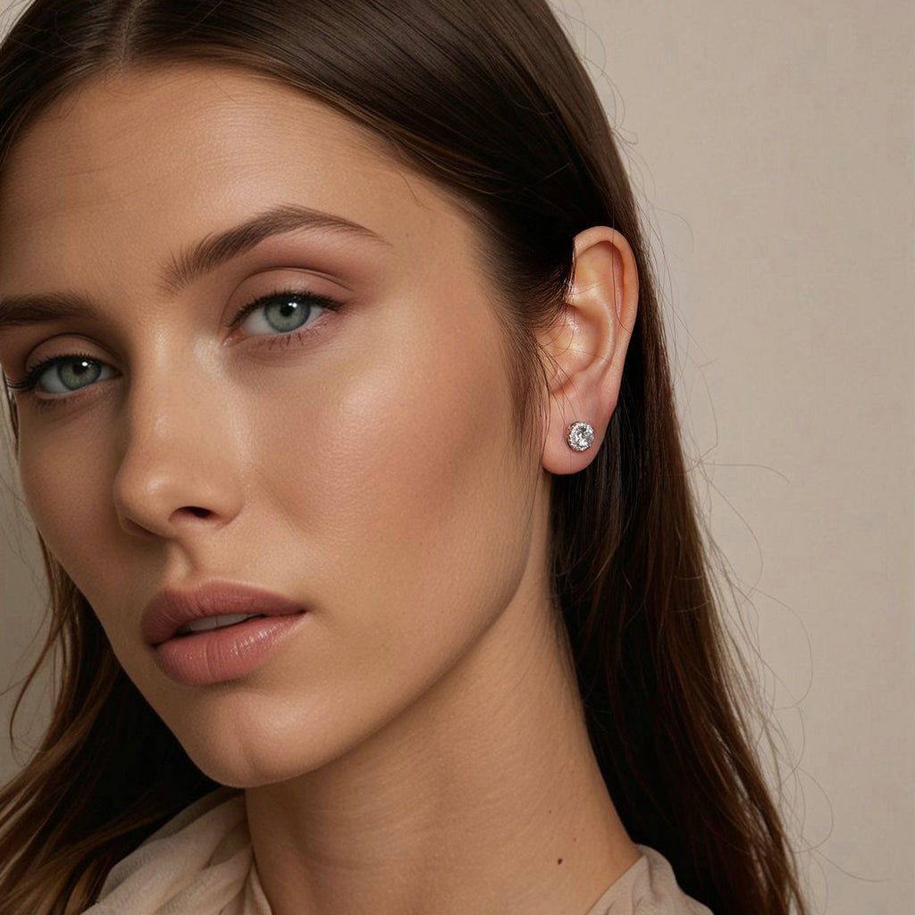 Sparkling Halo Stud Earrings
