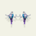 Enamel Bird on Branch Earrings