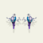 Enamel Bird on Branch Earrings