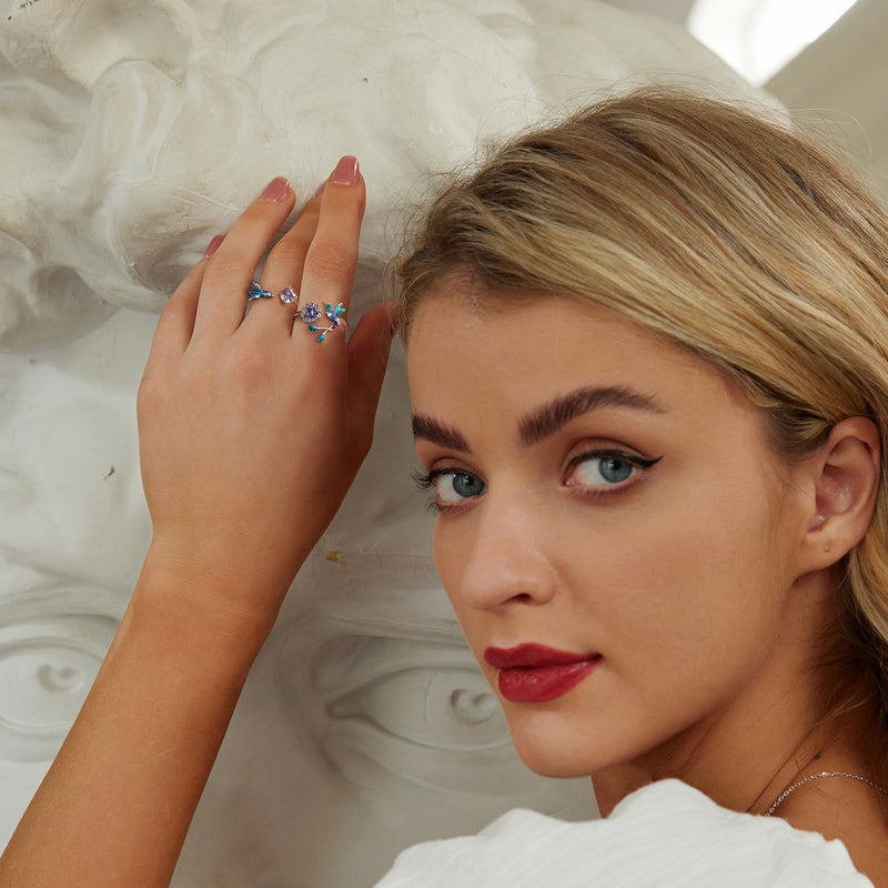 BAMOER Blooming Bird 925 Sterling Silver Open Ring